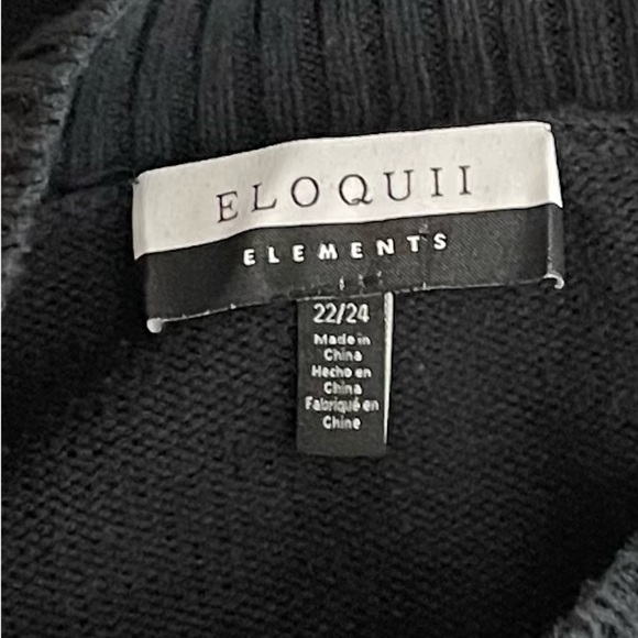 Eloquii Elements | Sweater Balloon Sleeve Ruffle Yoke Mixed Stitch Black - Picture 7 of 9